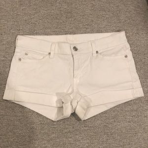 White Cuffed Jean Shorts - 7 For All Mankind